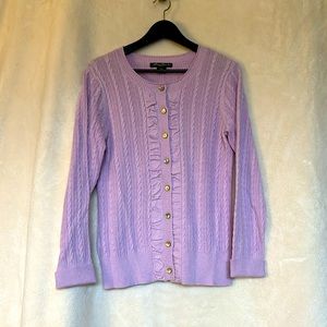 Eddie Bauer Lavender Cable Knit Cardigan Size Medium